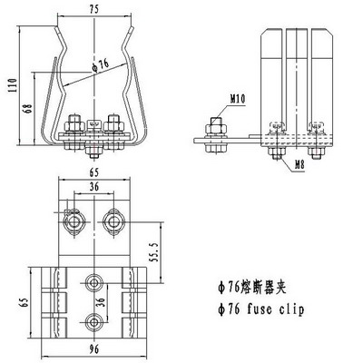 Fuse clip Outline dimension drawing